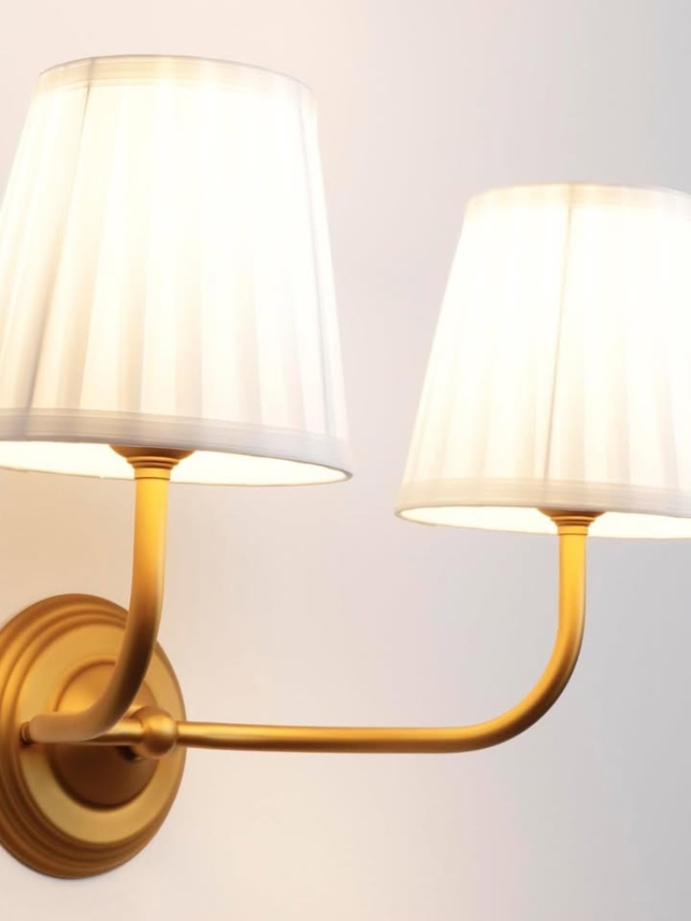 NEW Vintage 2-Lights Fabric Wall Sconce with White Pleated Cloth Shade